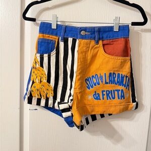 FARM Rio Striped Shorts with Embroidery